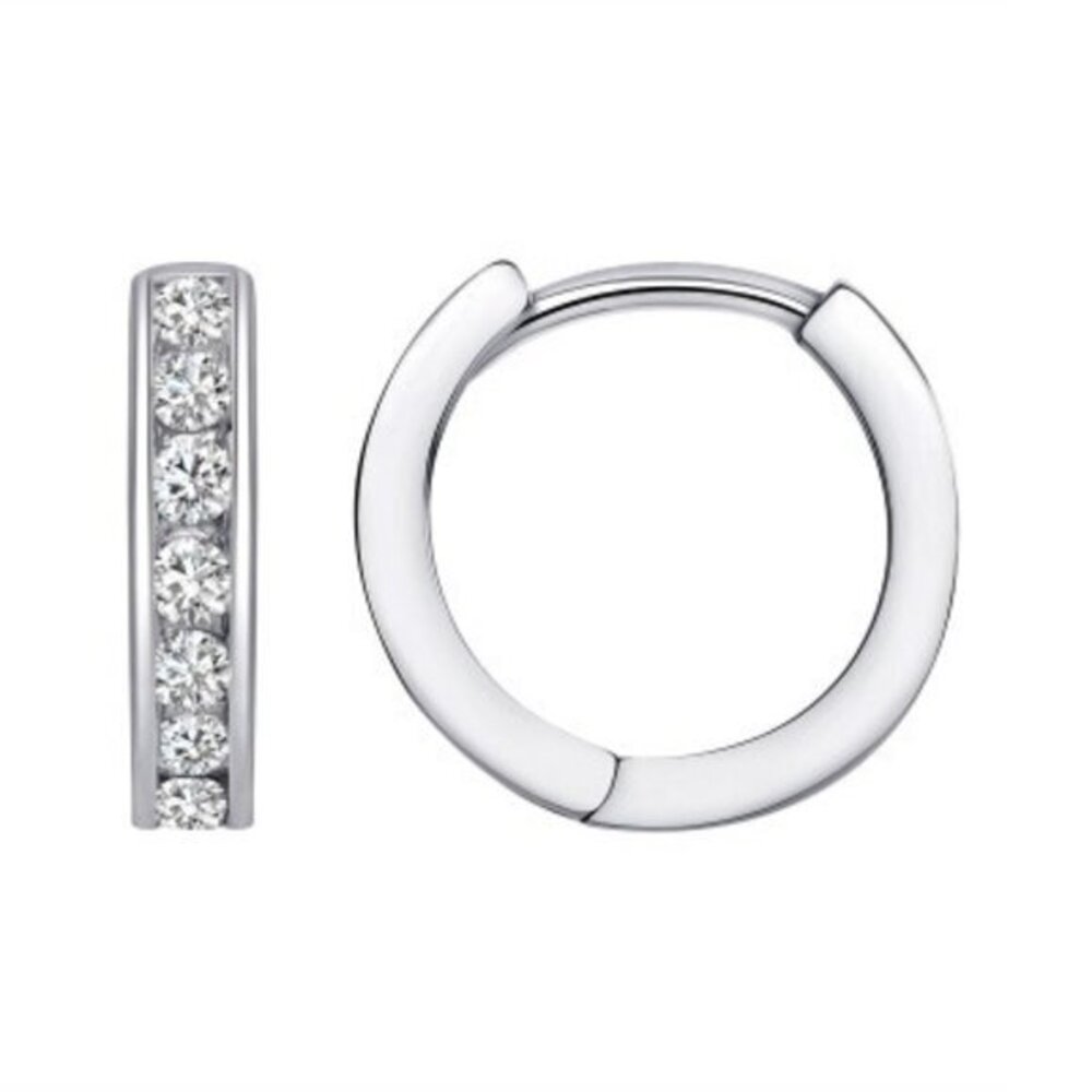 925 SILVER 12mm ONE ROW HOOP EARRINGS